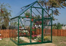 Serre de jardin verte en aluminium et polycarbonate transparent 2 x 2 m