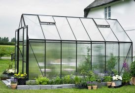 Serre de jardin en polycarbonate structure en aluminium noir Magnum 148