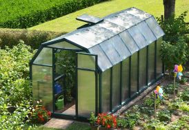 serre de jardin en PVC vert et polycarbonate double paroi 6 mm