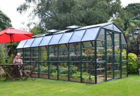 Serre de jardin en PVC vert et polycarbonate transparent 14 m²