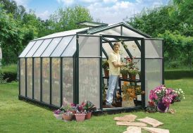 serre de jardin en PVC vert et en polycarbonate double paroi Palram