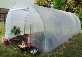 serre de jardin tunnel en acier galvanisé et polyéthylène 3 x 6 m