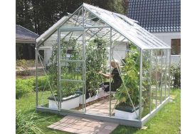 serre de jardin en verre trempé de 3 mm avec porte coulissante