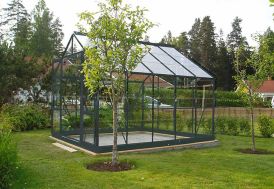 Serre de Jardin en Verre Trempé Grise avec Base 7,42 m²