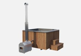 Spa d’extérieur en bois 6 places avec poêle à bois Delux Square