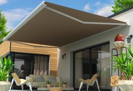 Store banne motorisé avec coffre intégral 5 x 3 m aluminium blanc