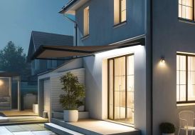 Store banne motorisé avec éclairage LED 4 x 3 m toile taupe