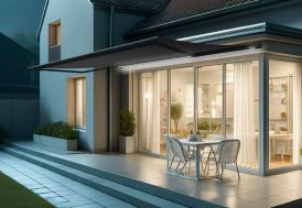 Store banne motorisé coffre intégral avec éclairage LED 6 x 3,5 m