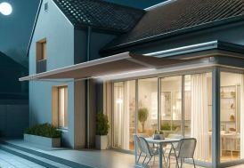 Store banne motorisé coffre intégral avec éclairage LED 6 x 3,5 m