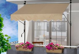 Store banne sur pieds en métal et polyester SUVA 200/250 x 130 cm - Ecru