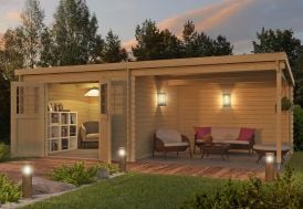 C Chalet Bois/Pod de 16m² (4X4m) fabriqué en épicéa de 44mm - Chalet Bois  BHE Abri de jardin/ Pod de 16 m2 fabriqué en épicéa massifs de 44 mm avec  sa couverture