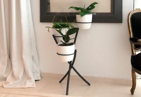 Support plante 3 pots Louis Moulin acier époxy - Moderne Ø20 cm