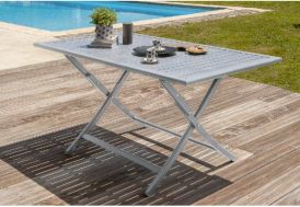 Salon de Jardin Orlando Pliant en Aluminium Table 140 cm + 4 Chaises