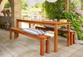Table et banc de jardin en bois autoclave brun Ekju