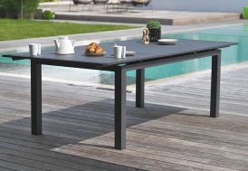 Table de jardin extensible aluminium blanc effet marbre 180/240cm