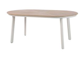 Table de jardin 6 personnes en aluminium blanc et polywood - Polly 180 cm