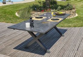 Grande table de jardin en aluminium et céramique 10 personnes