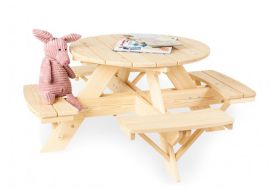table de jardin ronde pour enfant en bois