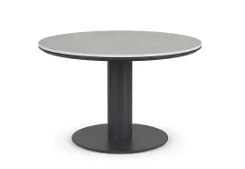 Table de jardin ronde en aluminium et pierre frittée Ø130 cm anthracite