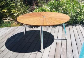 Table de jardin ronde en bois de teck et métal Givex Ubud