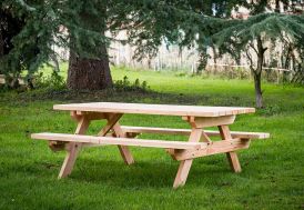 Table de pique-nique en bois de hemlock 6 places