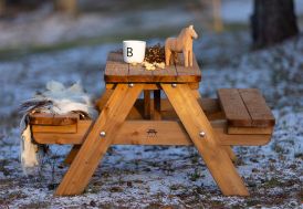 Table de pique-nique enfant en bois traité - 4 places Amata