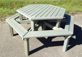 Table de pique-nique en composite recyclé table pique-nique hexagonale