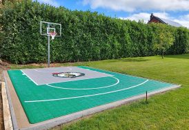 Terrain de basket jardin en dalles clipsables 7 x 5 m