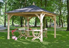 Pergola en bois traité autoportante 3 x 4 m Jagram avec shingle