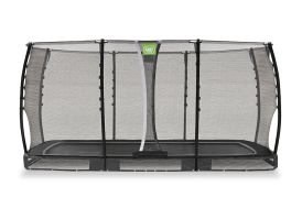 Trampoline rectangulaire enterré avec filet de protection noir