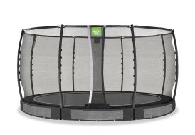 Trampoline rond enterré avec filet de protection noir
