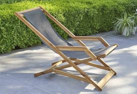 Transat en acacia sur une terrasse 127 × 47,5 × 38 cm