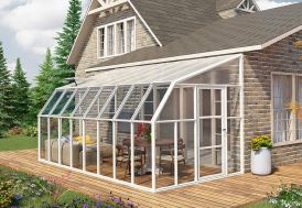 Véranda PVC en kit polycarbonate et verre Sunroom 8 x 16 Canopia by Palram