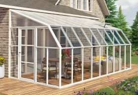 Grande véranda PVC en kit polycarbonate et verre Sunroom 8 x 18 Canopia by Palram