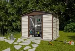 Abri de jardin Trigano 7 m² en acier galvanisé - Taupe Marron