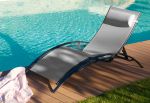 Bain de soleil inclinable en aluminium et textilène (lot de 2)