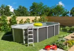 Piscine hors-sol en métal 640x395cm + Accessoires - Osmose Anthracite