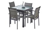 Salon de Jardin Modulo : Table Extensible + 4 Fauteuils