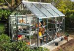 Serre de jardin en verre trempé Lams 4,9 m² - Allium alu naturel