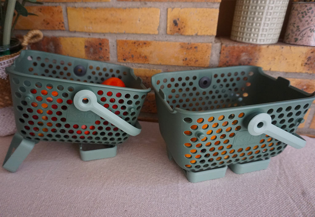 OUTILS ET NATURE Panier Récolte Kajo 4L Gris/Vert – Cageot Pliant Perforé Anti-UV 5 Ans – Fabriqué En France Plastique Recyclé – Marché Jardin Éco