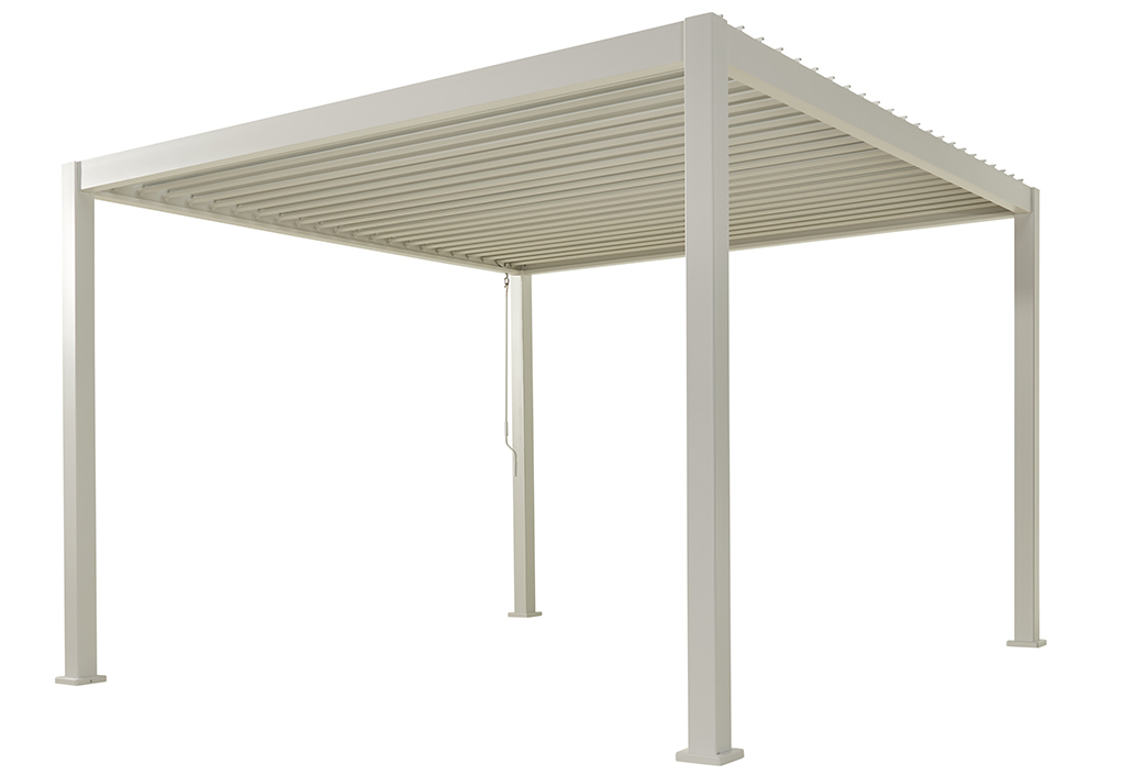 Pergola Bioclimatique Autoportée Ombréa en Aluminium Blanc – 3,6 x 3,6 m