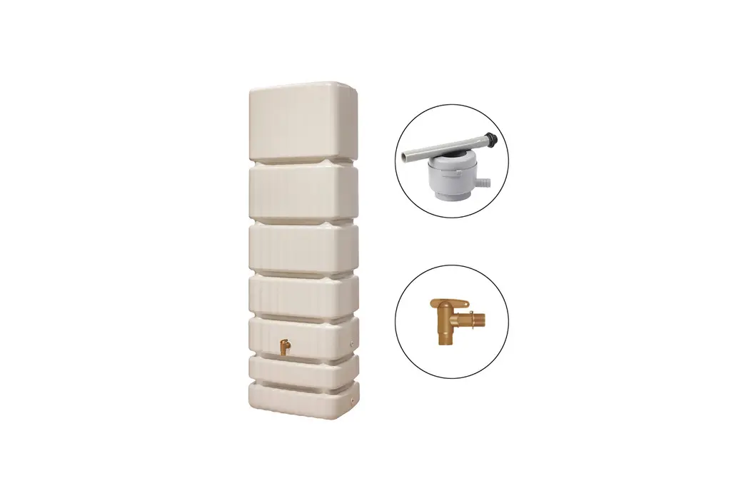 Récupérateur d'eau de pluie 350 L avec robinet et collecteur - Slim