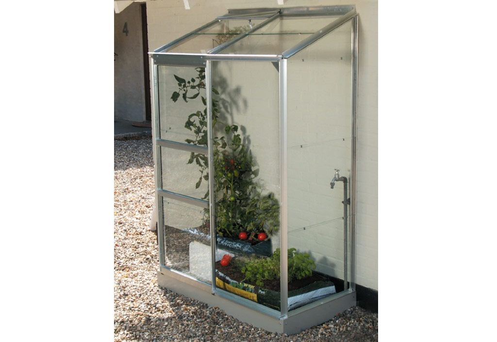 Serre de jardin adossée en verre Lams 0,9 m² - Melissa alu naturel