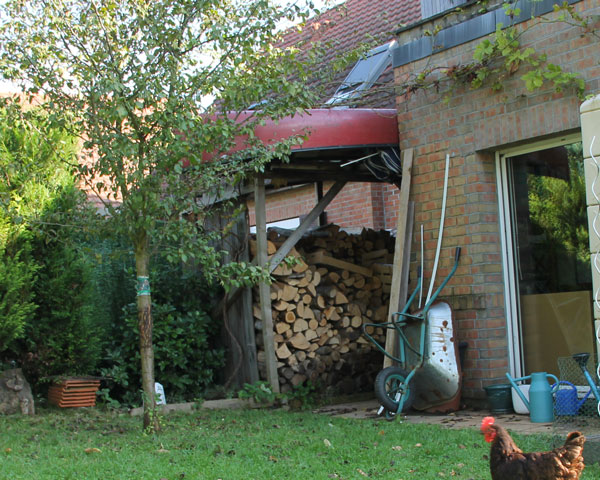 Abri de jardin pour bûches.