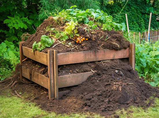 compost en tas dans le jardin