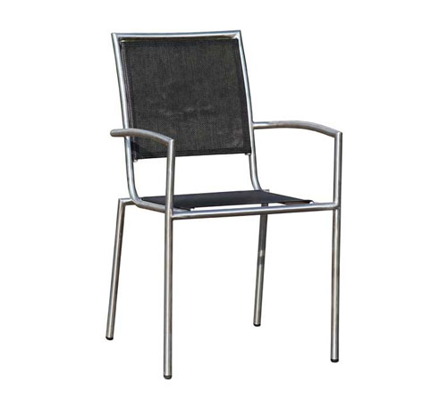 Fauteuil de jardin en acier inox.