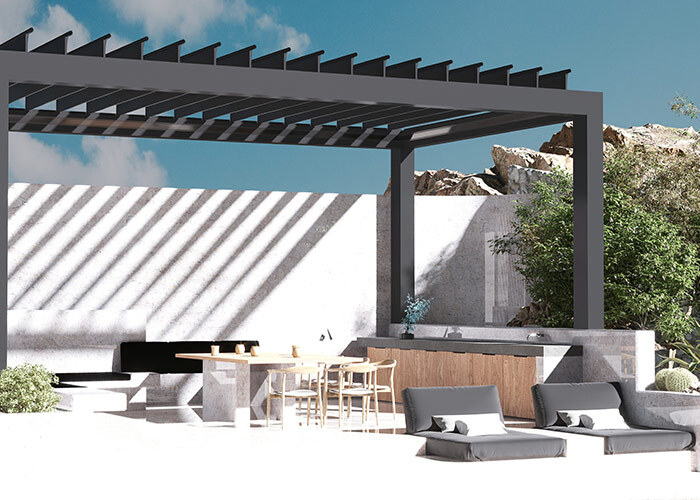 Pergola en aluminium sur une terrasse