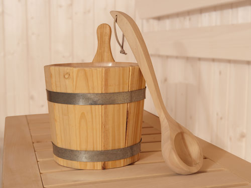 Accessoire de sauna en bois.