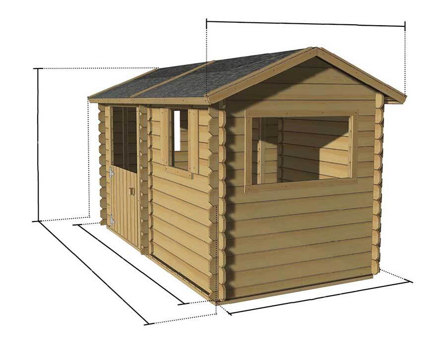 Schéma plan dimensions abri de jardin