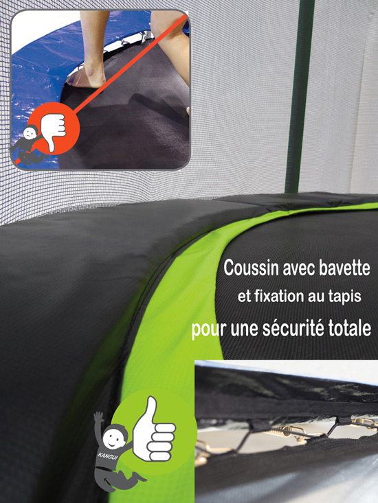 Coussins protecteurs pour trampoline.